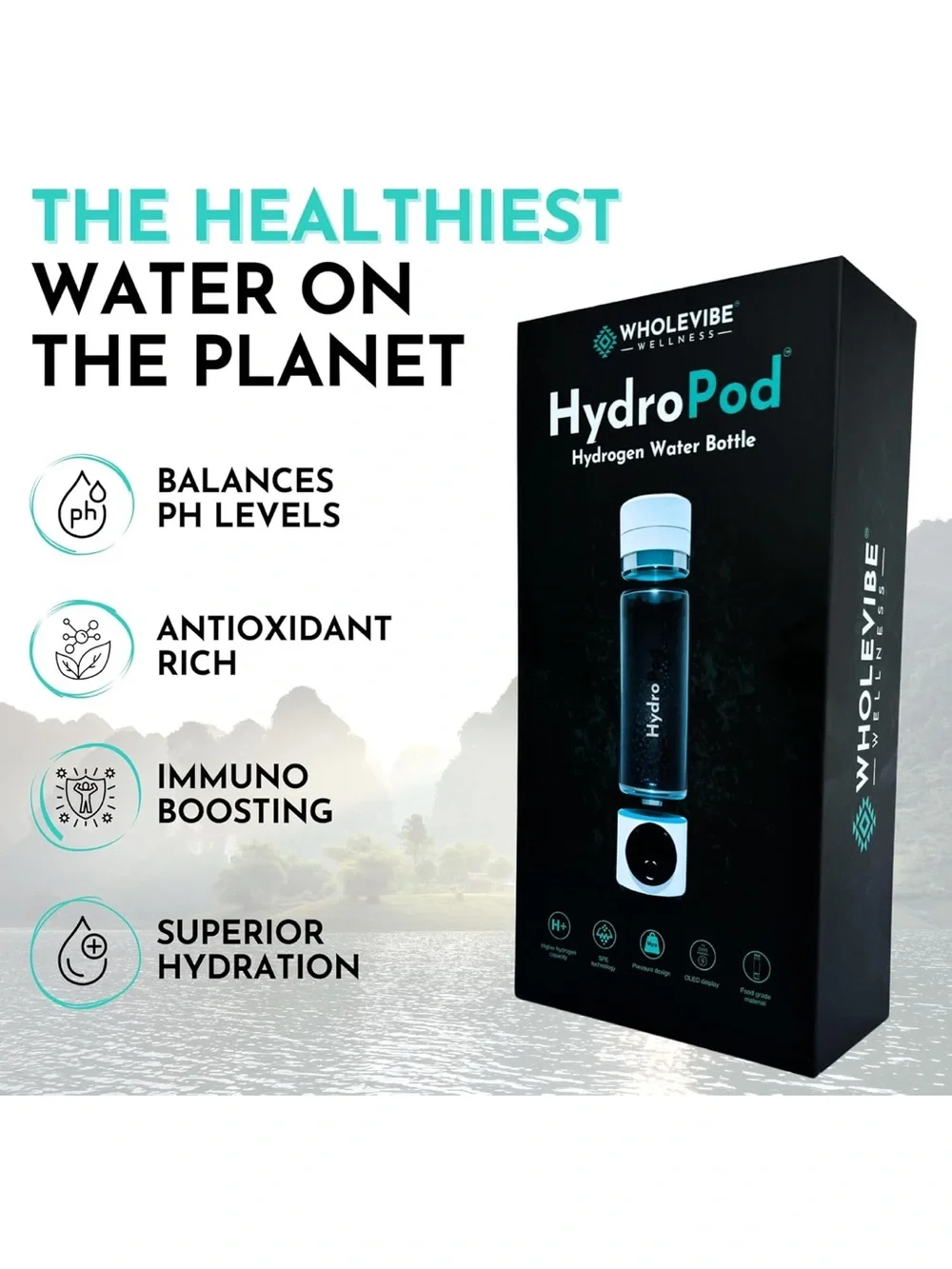 HydroPod Hydrogen Water Bottle - White new